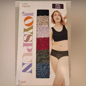Joyspun Women's 6-Pack XXL ( 20) Multicolor Lace Hipster Panties